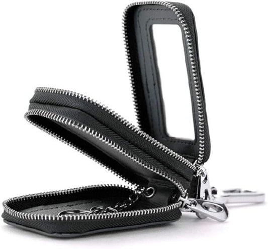 BAKUN Two-Sides Mini Leather Car Key Case, Key Holder Key Organizer Wallet