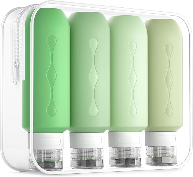Gemice Travel Bottles for Toiletries, Tsa Approved Travel 6oz Size Containers with Clear Bag, BPA Free Leak Proof Travel Tubs Refillable Liquid Travel Accessories for Cometic Shampoo Lotion