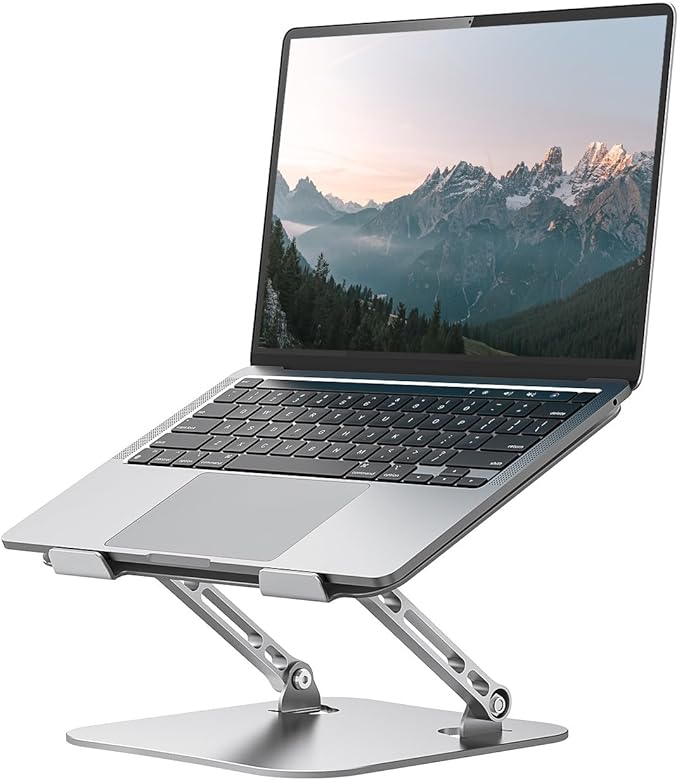 Laptop Stand Adjustable Computer Stand Sturdy Aluminum Laptop Stand for Desk Foldable Laptop Holder Portable Riser for 11–16-inch Laptop Notebook Tablet and More, Silver