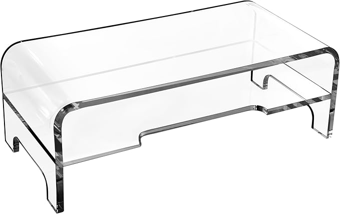 Mnixy AMT Premium Acrylic Clear Monitor Riser Laptop/PC/Multimedia Monitor Stand for Home Office (Medium- 2 Tier)