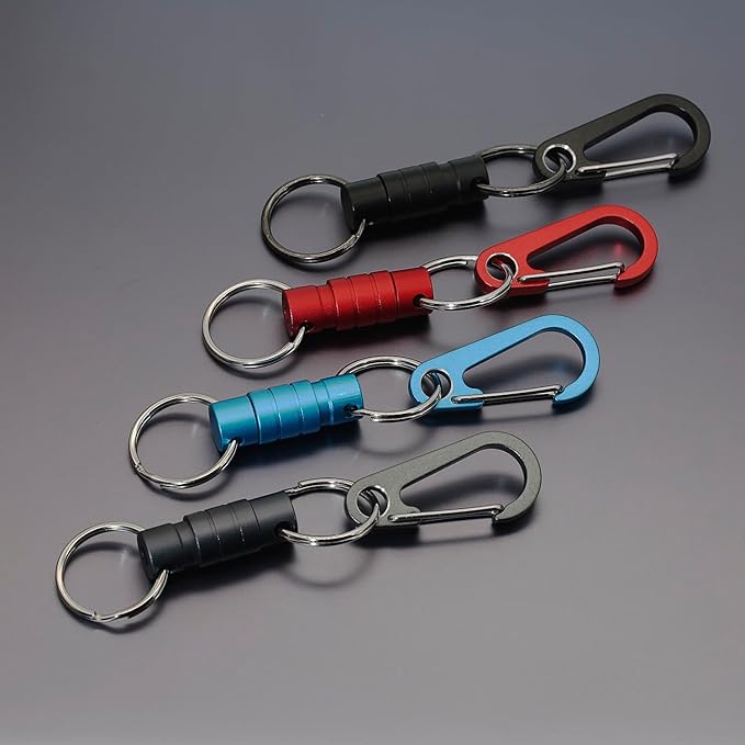Quick Release Keychain Clip, Small Carabiner Clip & Pull Apart Detachable Key Ring, Car Key Chain Hooks Keyring