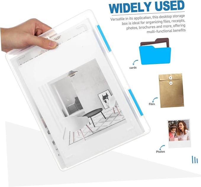 4pcs Clear Document Storage Box with Lid Transparent Plastic File Organizer for Office and Student Use Stackable Desktop Paper Storage Container Spill-resistant Protective Case