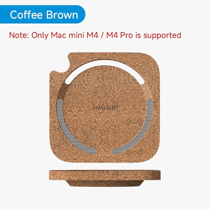 Hagibis Mac mini M4 Stand, Coffee Groud Cork Desktop Stand Dustproof Laptop Holder Environmentally Friendly Cooling Heat Disspation Mount for Mac mini M4 Pro 2024 (ZM10 Coffee Cork)