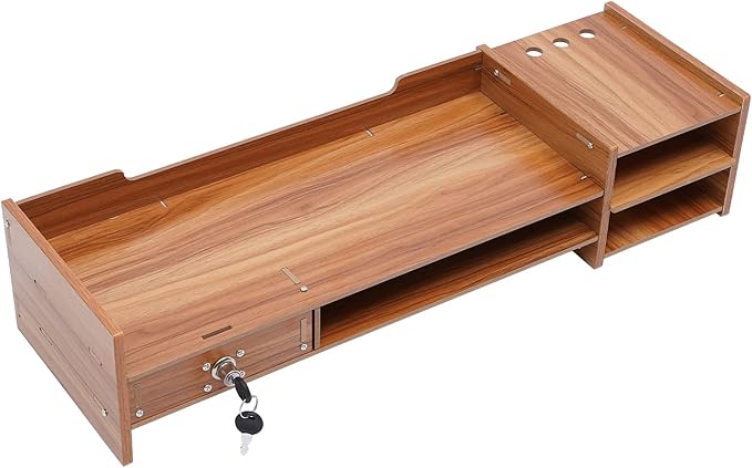 YIYIBYUS Computer Monitor Stand Riser Desk Laptop Organizer Stand with Drawer Desktop Storage Organizer Shelf for Office, Home Computers PC Monitors