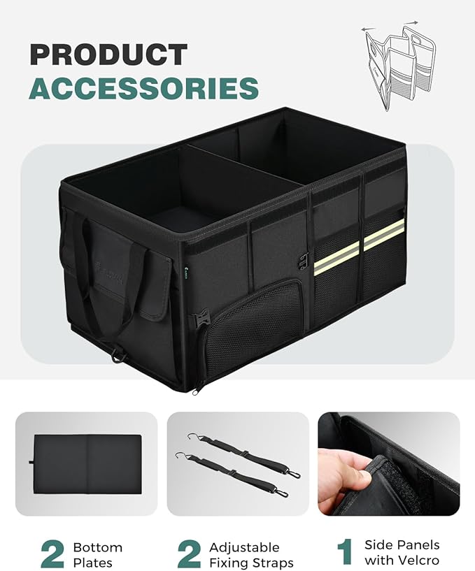 FLORICH Trunk Organizer with Breathable Shoe Storage for Suv, Waterproof Car Organizers Collapsible, Large Trunk Organizer Back Seat Storage for Car
