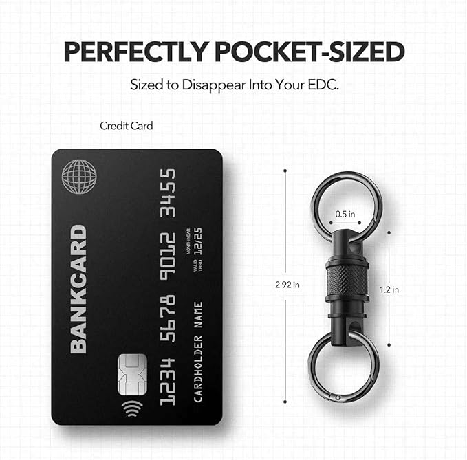Quick Release Keychain with Detachable Key Rings-Heavy Duty Retractable Key Chain Clip for Men&Wome