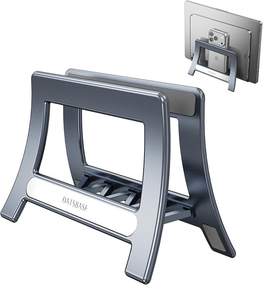 Vertical Laptop Stand for Desk, Gravity Auto Lock MacBook Stand,ABS Plastics Laptop Holder Vertical Compatible with MacBook Pro, Air,Tablet, Space-Saving Organize Work & Home Office(Gray)