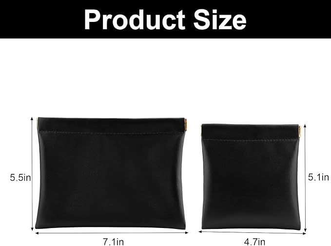 2 PCS Ladies Small Makeup Bag for Purse,Small Makeup Pouch,Purse organizer,Coin purse lipstick Cosmetic Accessories Organizer,Travel Set Organizer,Waterproof Portable Zipperless Self-Sealing(Black)
