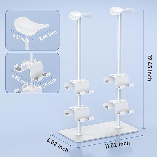 MANMUVIMO Headset Controller Stand for 2 Headset and 8 Controller, Headphone Stand Gaming Controller Holder for PS5 Xbox Airpods Beats Bose, Gaming Room Accessories, Gamer Gifts for Men (White)