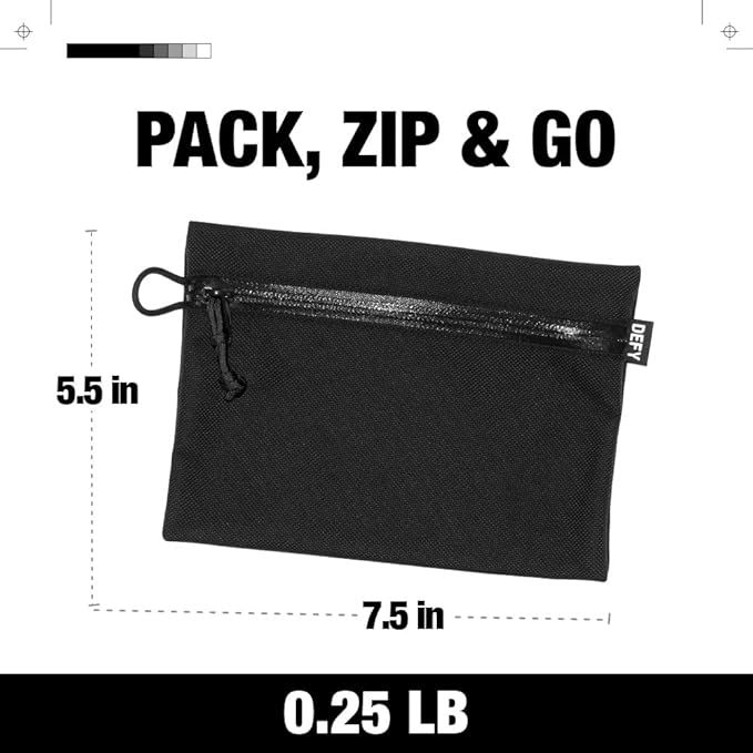 DEFY Project Ballistic Travel Pouch | Lightweight Nylon Organizer For Accessories | Premium Tech Wallet | Water Resistant Travel Organizer (Medium, Black)