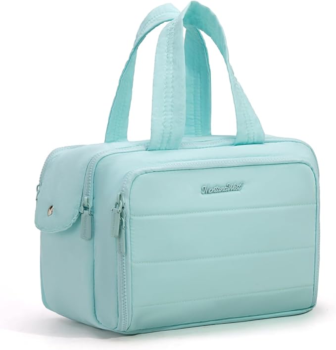 Montana West Travel Toiletry Bag for Women, Large Capacity Makeup Organizer, Lightweight Puffy Cosmetic Bag with Waterproof Lining, Front & Back Zipper Pockets, Travel Essentials Bag