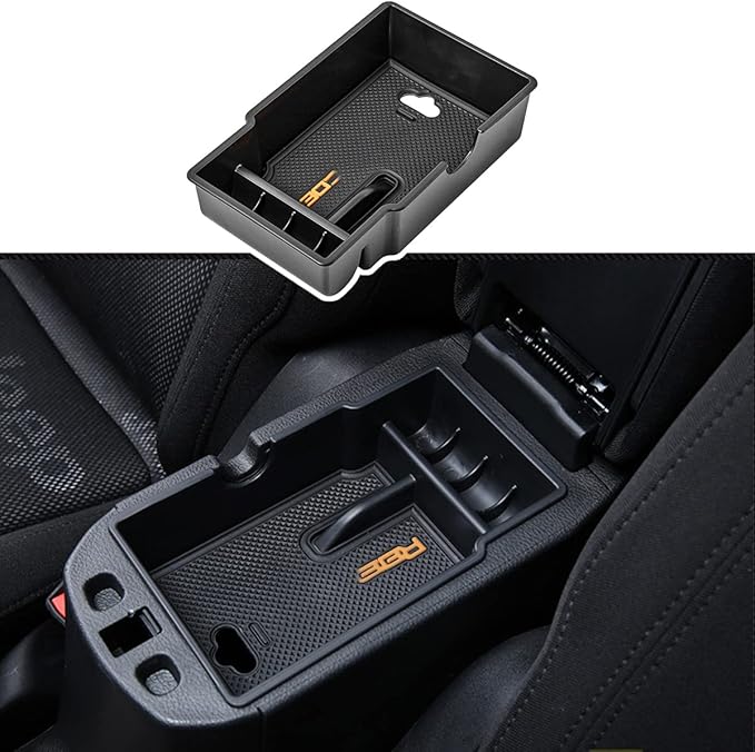 EDBETOS Center Console Organizer Tray Compatible with Jeep Renegade Accessories 2015-2019 2020 2021 2022 2023 Armrest Glove Box Secondary Storage (Orange Trim)