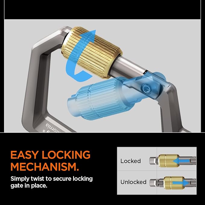 Spigen Life Carabiner Key Ring Clip, Car Keychain Clip, Bottle Opener Key Chain Ring for Men and Women