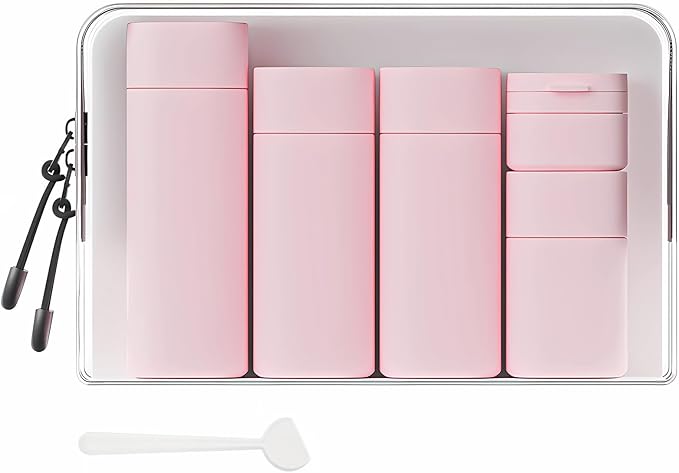 Suteng Travel Bottles for Toiletries, 5 Pack Travel Size Containers, TSA Approved Leak Proof - Silicone Toiletry Containers with Clear Bag for Shampoo, Conditioner & Lotion, Travel Essentials