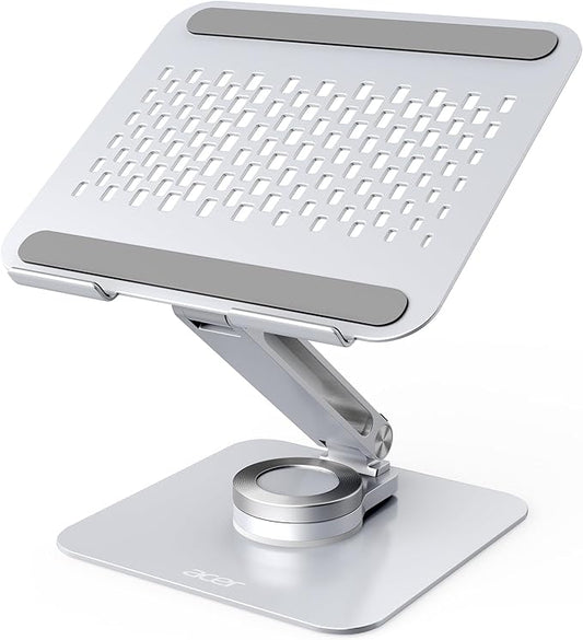 acer Laptop Stand for Desk - with 360 Swivel Base, Rotating Laptop Riser for Desk, Adjustable Computer Stand for Laptops, Ergonomic Riser Holder Foldable, Portable MacBook Pro Air (10-16") - Silver
