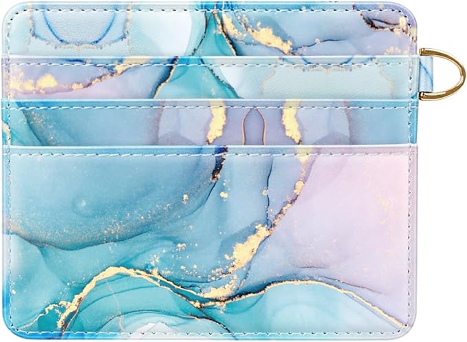 Slim Minimalist Pocket Credit Card Holder Wallet RFID Blocking Lightweight Thin Small Cute Card Cases,Gradient Marble
