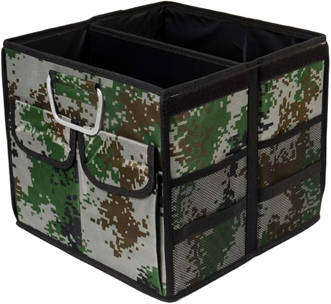 Car Trunk Organizer Collapsible Portable Multi Compartments Organizer with Non Slip Straps for SUV Truck Auto Vehicle Car Auto Minivan(Small without cover, Camouflage)