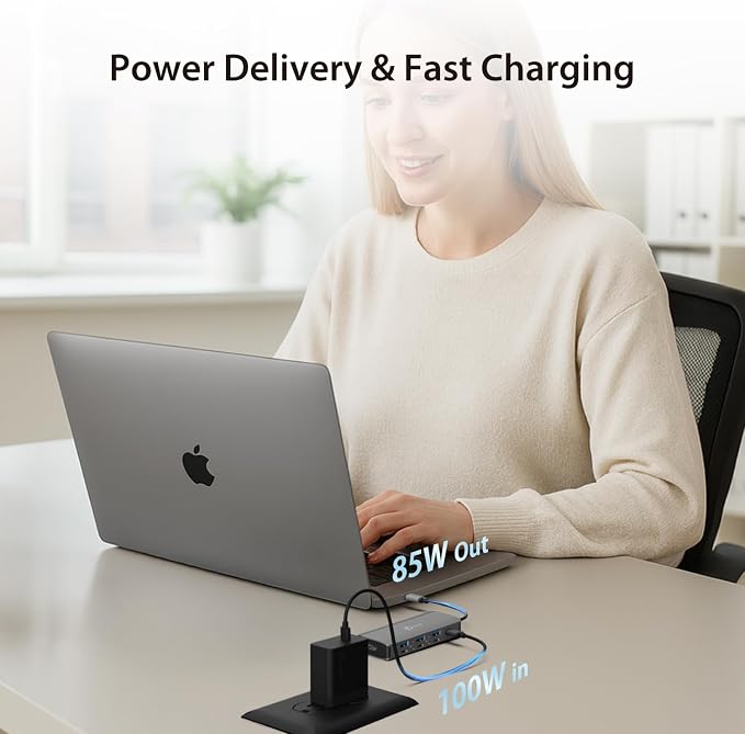 j5create USB-C Hub 4K@144Hz HDMI with 100W Fast Charge and Flexible Ports- Supports Extended 4K Display for Windows and MacBook, USB-A x 3, USB-C x 4, HDMI (JCD362)
