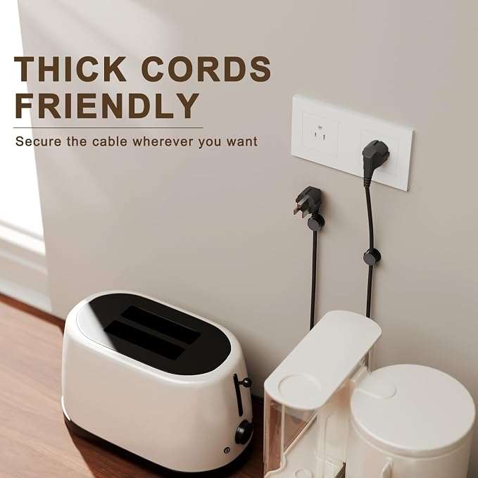 Cord Organizer Holder Clips 12 Pack 360° Rotatble Spring Cable Management,Hide Phone Charging Cable Keeper Strong Adhesive Wire Charger Holder for Home Car Office Nightstand Desk (Black)