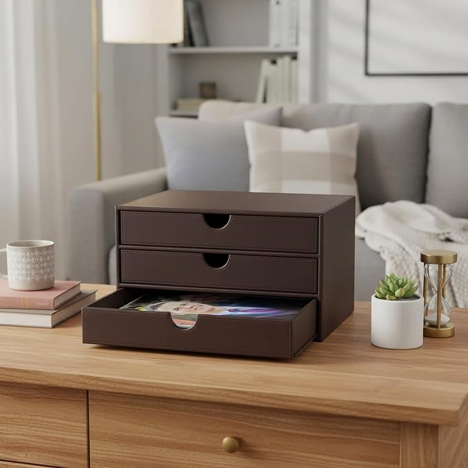 UnionBasic Document Organizer, 3-Drawer File Cabinet Document Storage Box, Office Desktop Filing Organizer, Port Royale