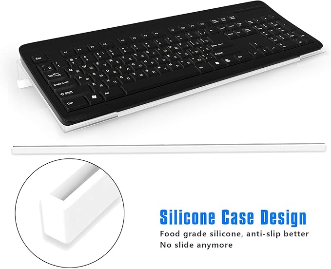 Richboom Clear Acrylic Tilted Computer Keyboard Holder for Easy Ergonomic Typing, Upgraded Version, Keyboard Stand with Silicone Anti-Slip Case for Office Desk, Home, School, Clear