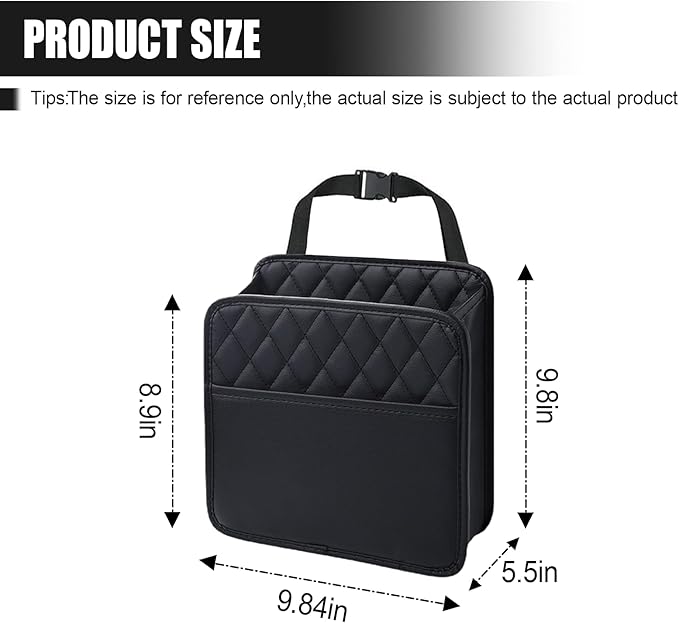 Foldable Car Seat Back Organizer, Large Capacity Hanging Car Backseat Storage Bag with Cup Holders, PU Leather Waterproof Car Trash Bag Can, Car Travel Accessories for Most Vehicles (2PCS)