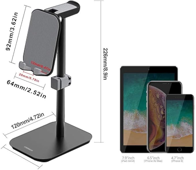 Aluminum Alloy Headphone Stand Earphone Holder Compatible with Kindle eBook Reader Up to 11 Inch, Desktop Dock (Silver)