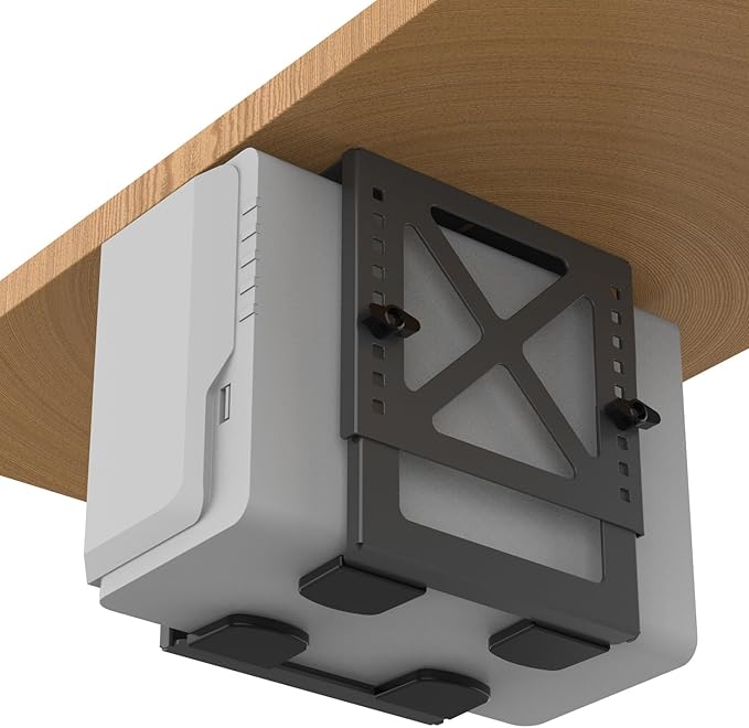 Monzlteck Adjustable Under Desk PC or NAS Mount Bracket Holder，Compatible with Desktop NAS(Network Attached Storage),CPU,UPS,Small Form Factor Desktop Tower.Xbox Series x,OptiPlex7000/7010