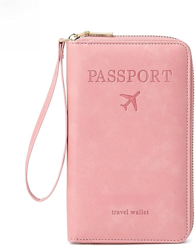 RFID Passport Holder for Travel - Cruise Essentials 2025 with RFID Blocking Sleeves | Anti-Theft Travel Wallet Document Organizer for Women & Men (Pink)