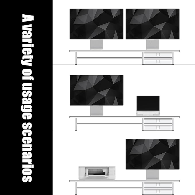 FENSULN Dual?‘Tier Monitor Stand Riser with Drawers, Desktop Organizer Shelf Storage for Computer Screen 2 Monitors, Supports for PC Computer Monitor, Printer, Heavy TV Riser White