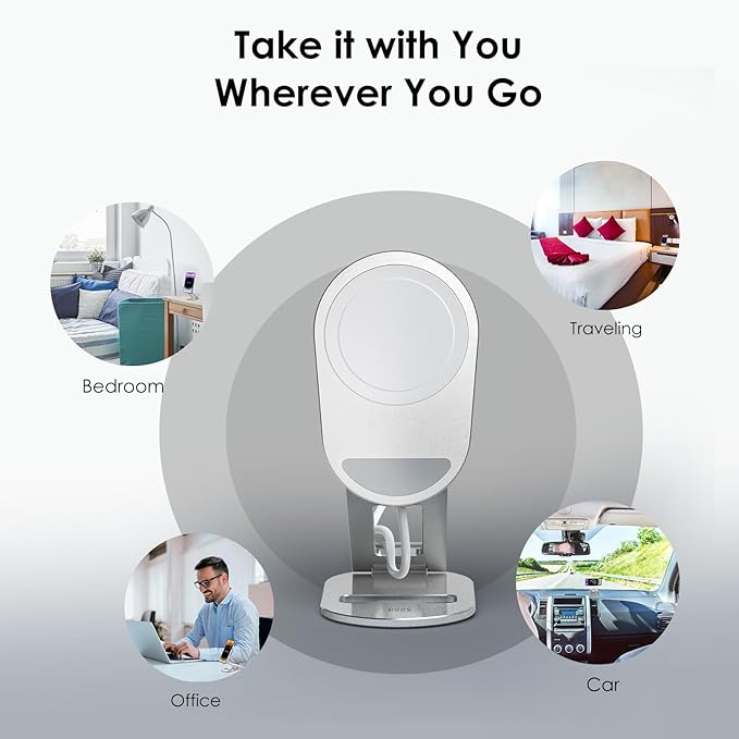 Minthouz Magnetic Wireless Charger for iPhone, 15W Fast Mag-Safe Charger Stand, Compatible with iPhone 16, 15, 14, 13, 12 Pro, AirPods Pro/4/3/2, Apple Magnet Wireless Charging Station