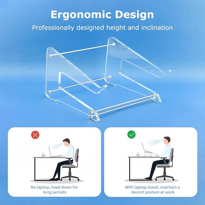 Acrylic Computer Riser Acrylic Laptop Stand for Desk Clear Laptop Stand Ergonomic Laptop Holder for Macbooks Notebooks (Transparent), 22359147