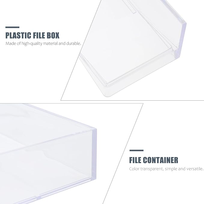 SECFOU Stackable Plastic File Storage Box A4 Paper Organizer Document Case Desktop Office Storage Holder for Home and School