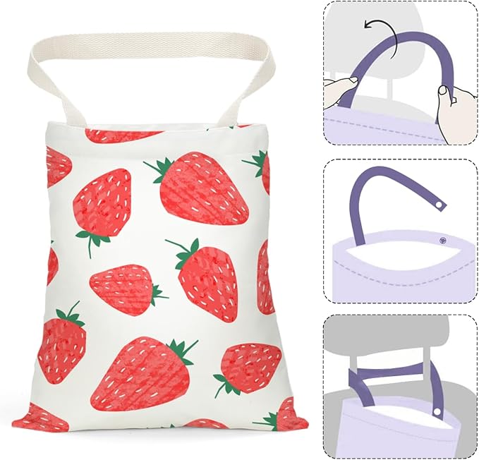 Car Trash Bag Car Garbage Bag Hanging Cars Trash Can, Waterproof Cars Back Seat Organizer for Vehicle Travelling Camping Strawberry Decor
