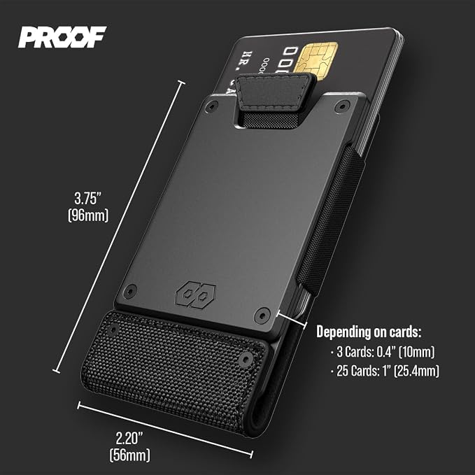 PROOF Wallet | Slim Minimalist Wallets for Men | Leather & Metal | RFID Wallet | Front/Back Pocket | Gift Box | Veteran Owned