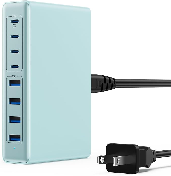 USB C Charger 200W USB C Charger Block,Upgraded GaN III 8-Port Fast Charging Station Hub,PD 65W Laptop Charging Adapter Compatible with MacBook Pro/Air,DELL,Steam Deck,iPhone 16/15/14,Galaxy S23/22
