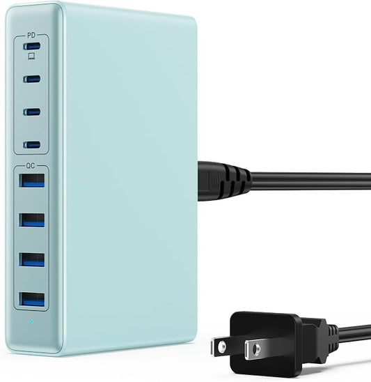 USB C Charger 200W USB C Charger Block,Upgraded GaN III 8-Port Fast Charging Station Hub,PD 65W Laptop Charging Adapter Compatible with MacBook Pro/Air,DELL,Steam Deck,iPhone 16/15/14,Galaxy S23/22