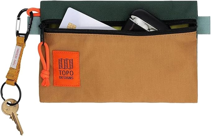 Topo Designs Accessory Bags, Travel Organizer Accessories for Smaller Items, Durable Storage Pouch, 3 Sizes, Fully Lined Pack Cloth (Small, Olive/Olive)