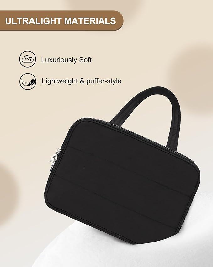 Travel Toiletry Bag for Women - Large Wide-Open Makeup Bag with Compartments, Lightweight Cosmetic Bag with Adjustable Dividers, Puffy Visible Toiletry Organizer for Full-Sized Container
