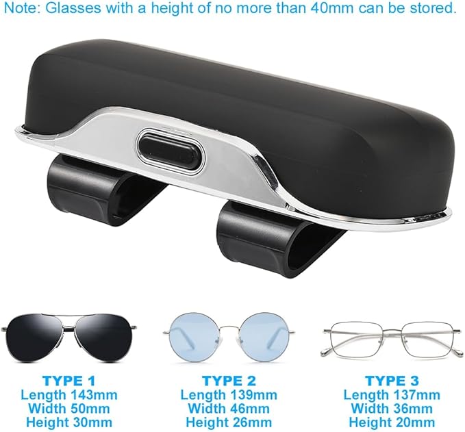 Sunglasses Holder for Car Visor, PU Leather Glasses Case with Clips Magnetic Closure Eyeglasses Holder