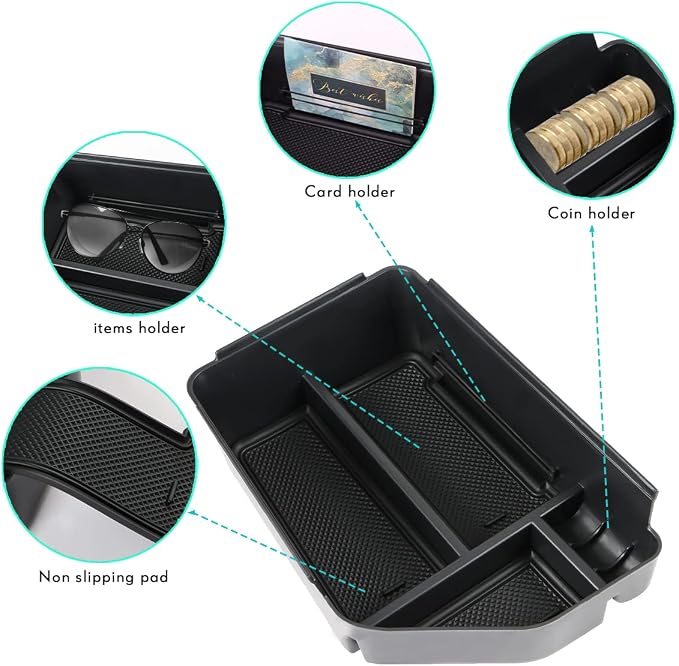 MARCHFA Center Console Organizer Tray Compatible for 2022 2023 2024 2025 2026 Kia EV6 Accessories Armrest Storage Box Tray Organizer Insert (Black)