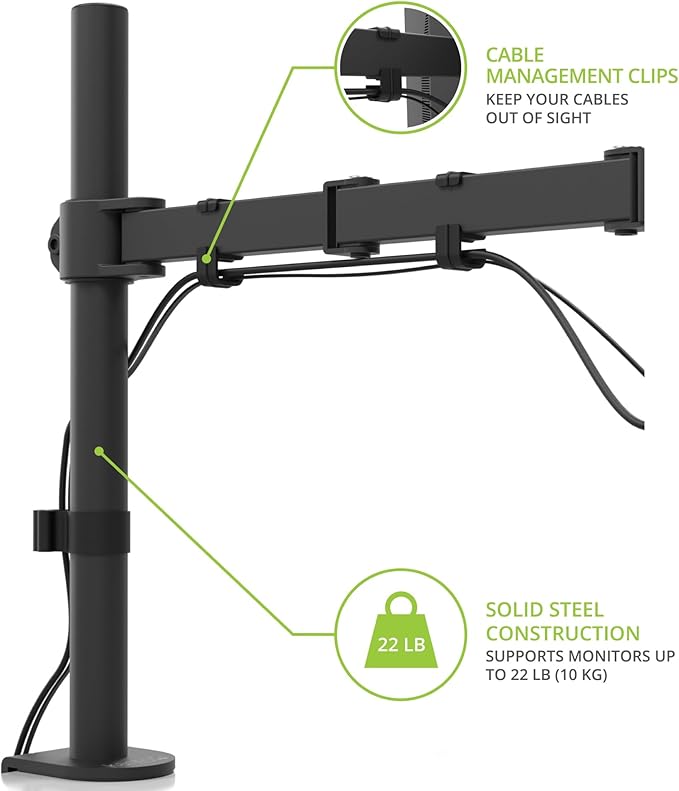 Kanto DML1000 Height Adjustable Desktop ARM Single Monitor Stand