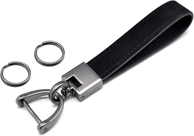 MECHCOS Car Key Fob Keychains Genuine Leather Keys Chain Holder for Men and Women with D-Ring, Screwdriver, Key Rings and 360 Degree Rotatable Swivel, Black