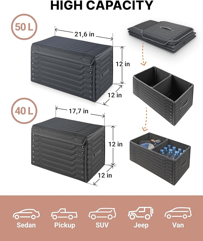 Owleys Trunk Organizer for Toyota Tacoma Gifts for Men – Premium Truck Accessories Organizer for 2000–2025 Models – Car Storage Box for Back Seat, Bed & Console – Highway 17+21