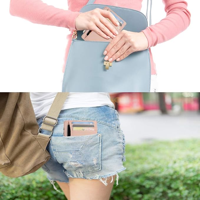 GH GOLD HORSE Slim RFID Blocking Card Holder Minimalist Leather Front Pocket Wallet for Women | Slim