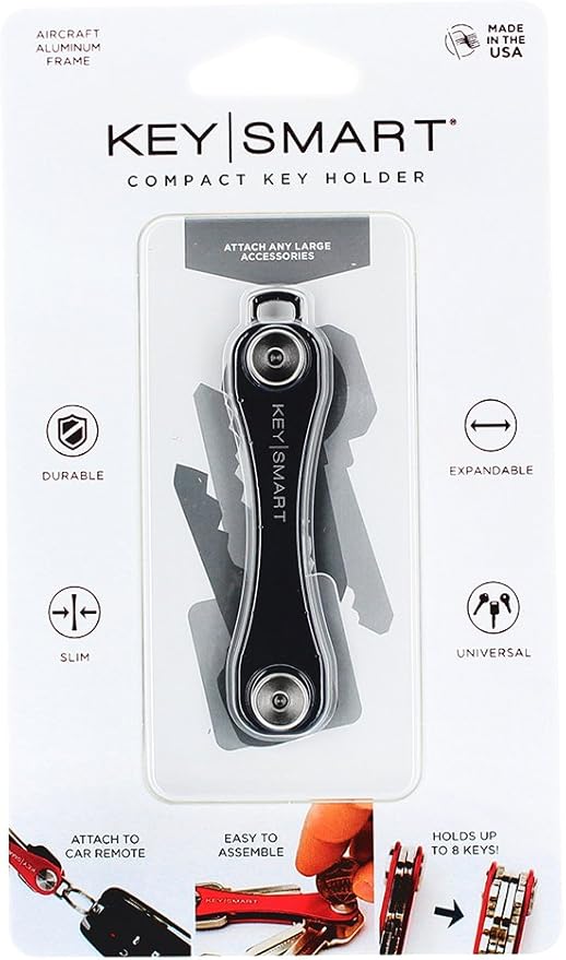 KeySmart Compact Key Holder (2-8 Keys, Black)