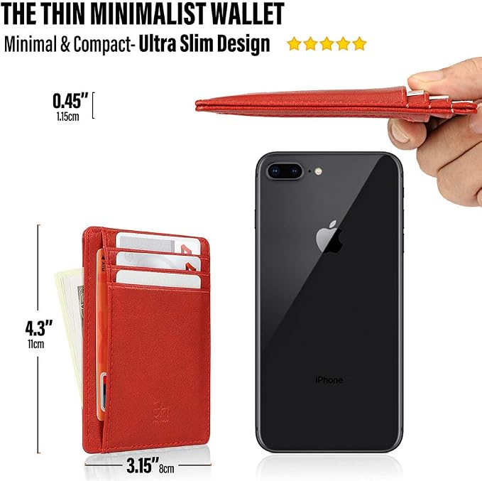 GH GOLD HORSE Slim RFID Blocking Card Holder Minimalist Leather Front Pocket Wallet for Women | Slim