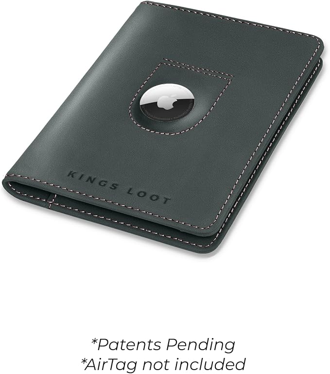 Kings Loot Passport Holder Wallet – RFID Blocking Leather Travel Wallet with Built-in Airtag Holder – Holds 1-6 Cards & Passport – Easy Pull Tab – Slim & Stylish Wallets (Blue Haven)