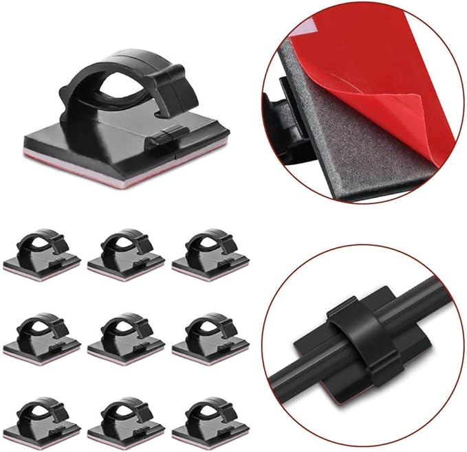 Cable Clips Adhesive Cord Organizer, Management 3M Cable Ties Wire Clips Organizer Cable Clamp Holders for Desk Car Tables PC Laptop TV Home Office Walls (0.75"x0.6", 30pcs, Black)