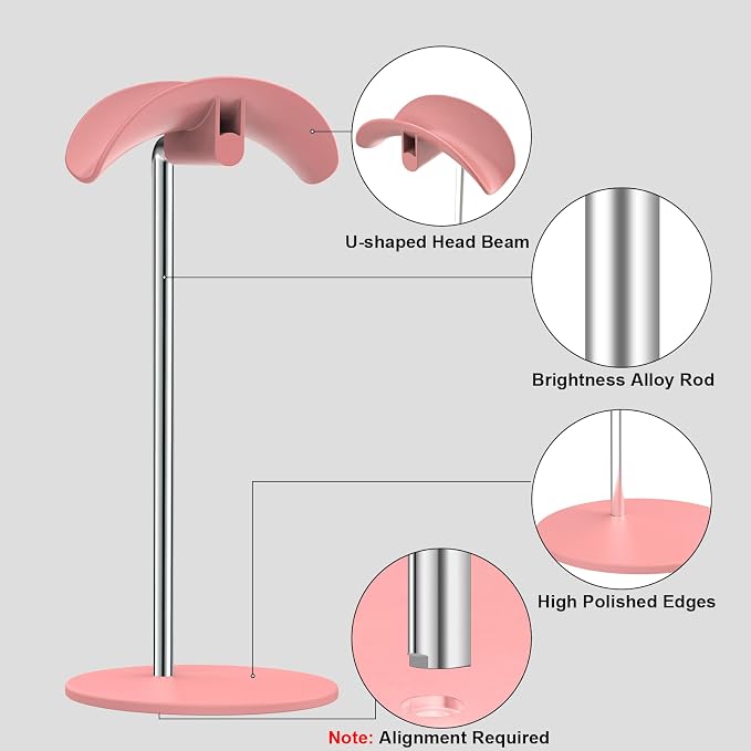 Headphone Stand, Headset Holder with Solid Base for Desk, Compatible with AirPods Max, Beats, Bose, B&O, Sony, Sennheiser, Gaming, etc (Pink)
